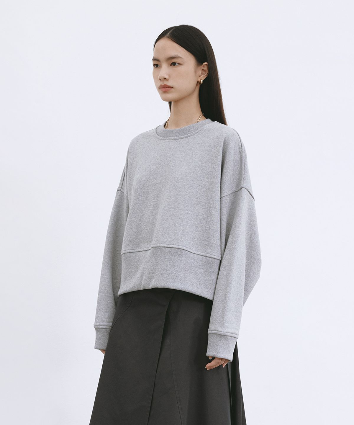 모노포비아(MONOPHOBIA) OV COTTON SWEATSHIRT GREY 오버사이즈 코튼 스웻셔츠 그레이