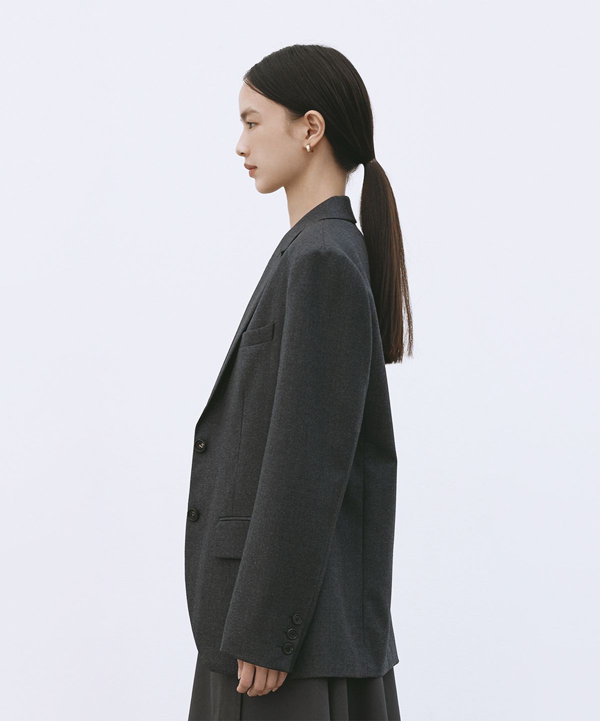 모노포비아(MONOPHOBIA) OVERSIZED WOOL SINGLE JACKET GREY 울 싱글 자켓 그레이