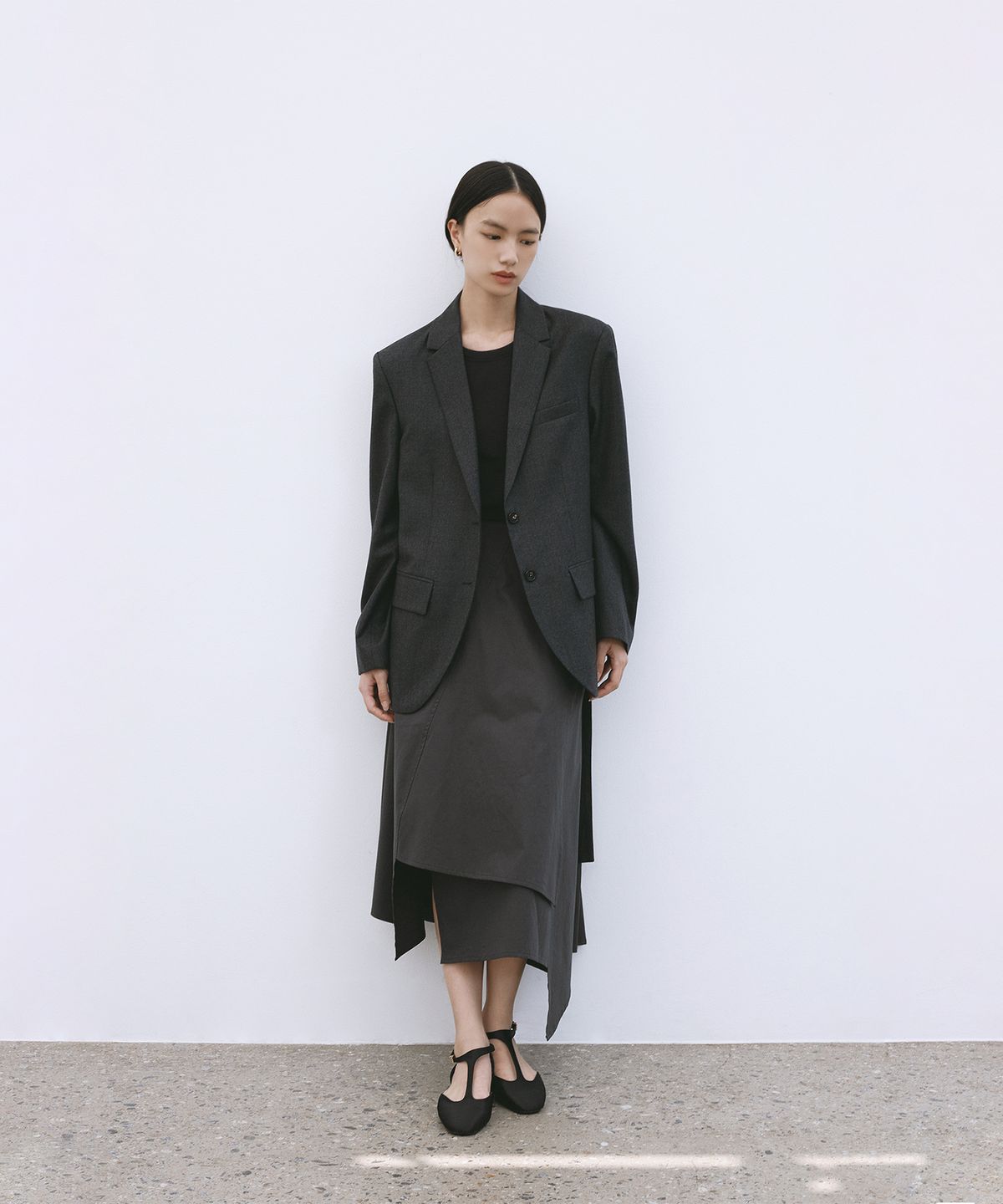 모노포비아(MONOPHOBIA) OVERSIZED WOOL SINGLE JACKET GREY 울 싱글 자켓 그레이