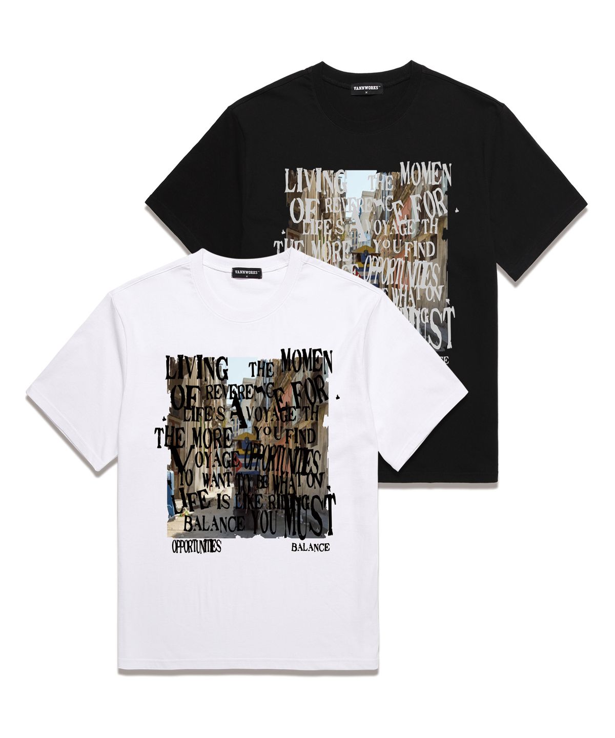밴웍스(VANNWORKS) COLOR BALANCE TYPO 오버핏 반팔 티셔츠 (VS0123) 화이트