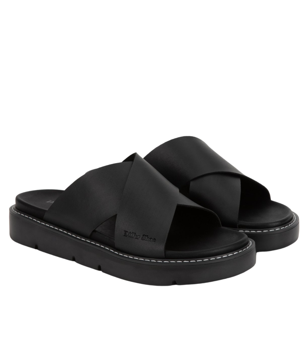 디퍼슈(DIFFERSHOE) 엑소르 레더 슬리퍼 5CM