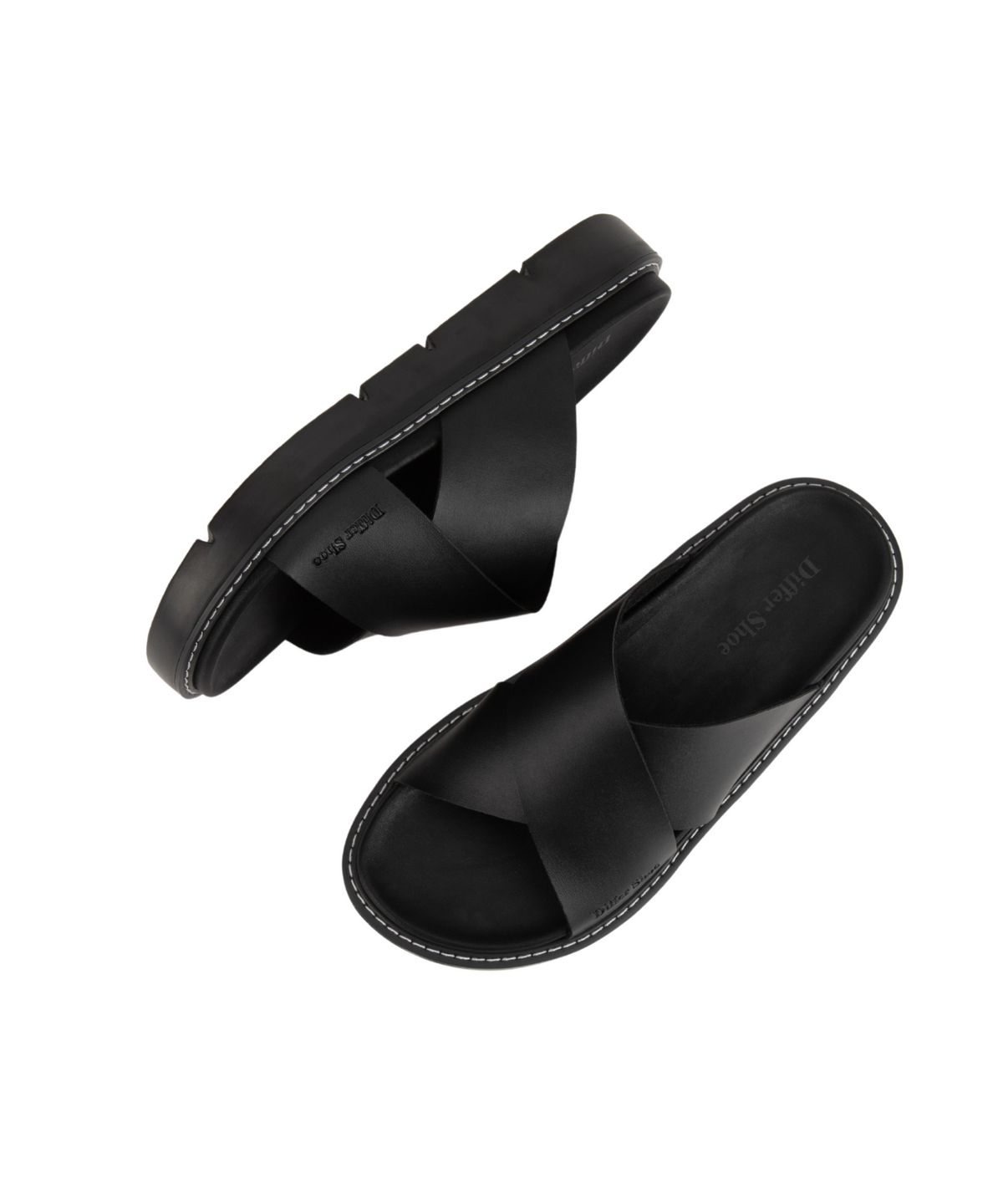 디퍼슈(DIFFERSHOE) 엑소르 레더 슬리퍼 5CM
