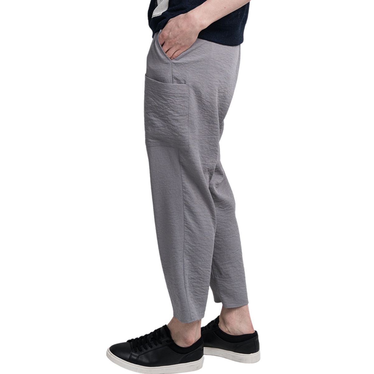 커스텀어스(CUSTOMUS) 허리 전체 E-밴딩 6-포켓 스트링 9부 일자핏 남자 팬츠 CXS25MWPT601 GRY