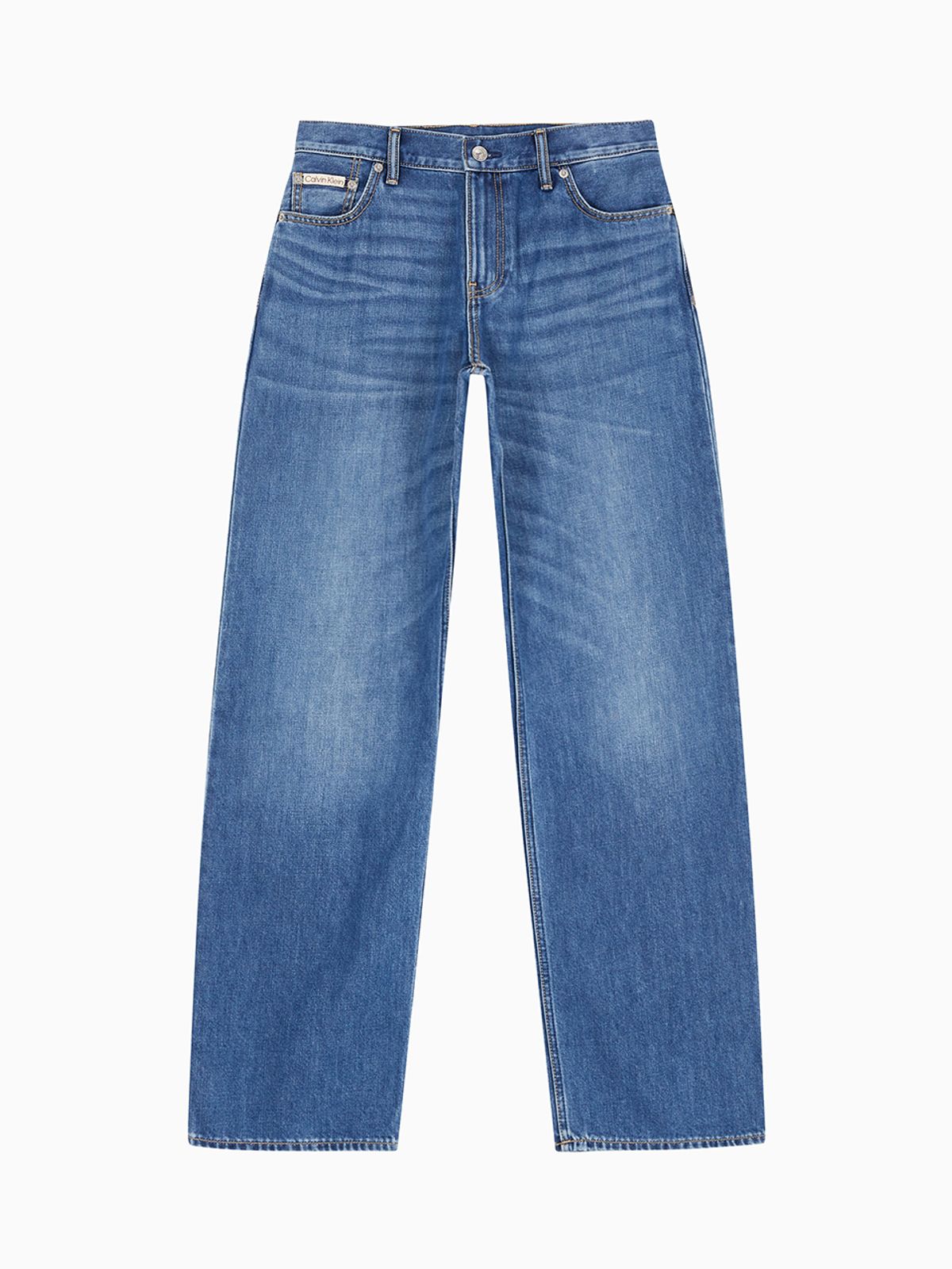 캘빈클라인 진(CALVIN KLEIN JEANS) 여성 로우라이즈 릴렉스핏 미드블루 37.5 라이트웨이트 데님 J225109 1A4