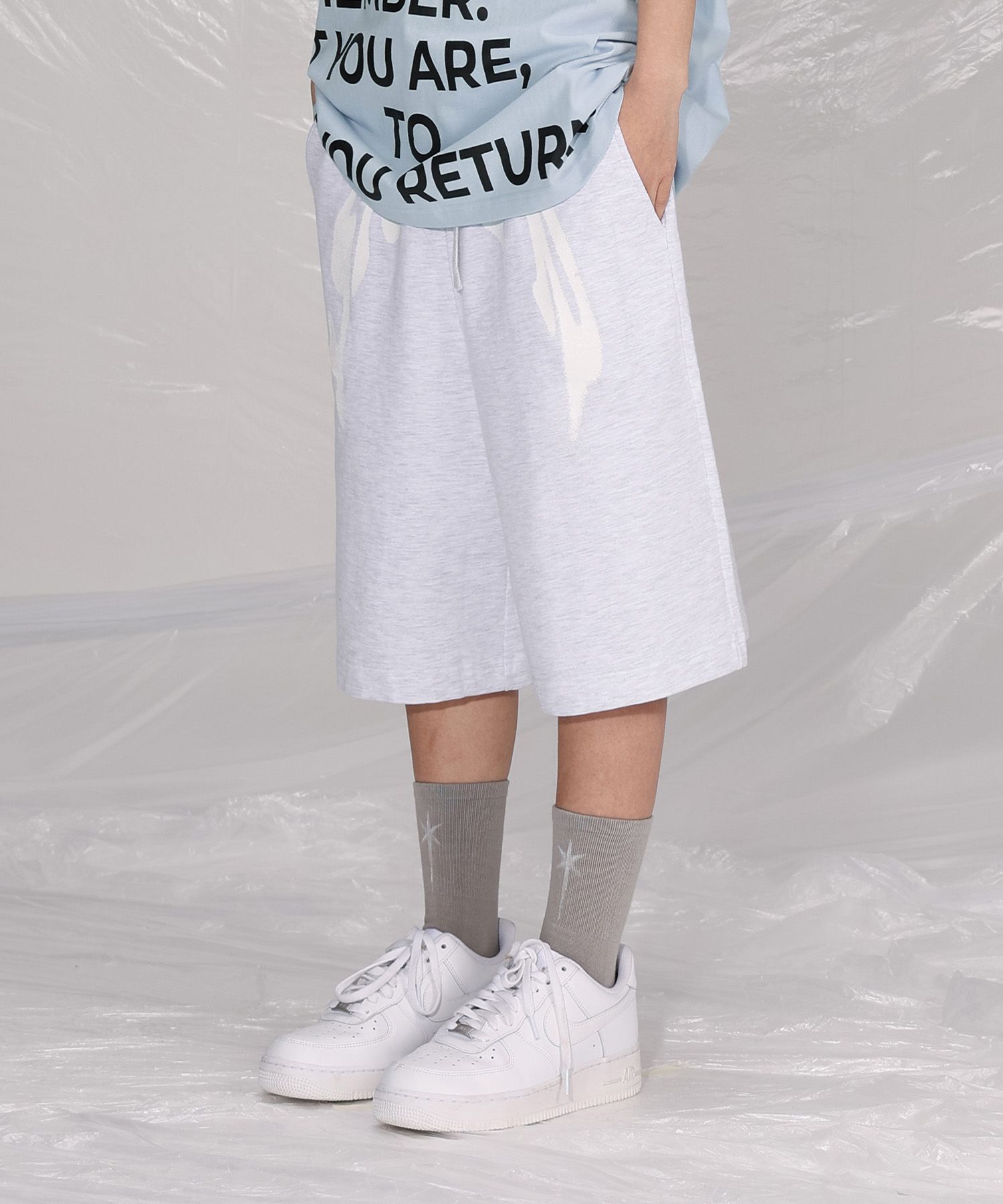 [SAINTPAIN]★25SS★CROSS APPLIQUE SWEAT SHORTS★関税込 Varsity Striped Sweat Shorts | Saturdays NYC Japan