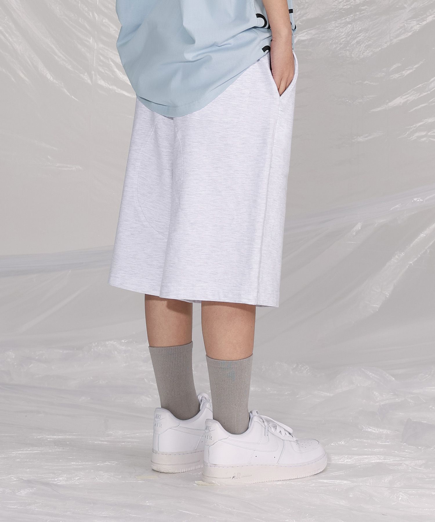[SAINTPAIN]★25SS★CRESCENT SWEAT SHORTS PANTS MUSINSA | SAINTPAIN SP Crescent Sweatshorts Ash Melange