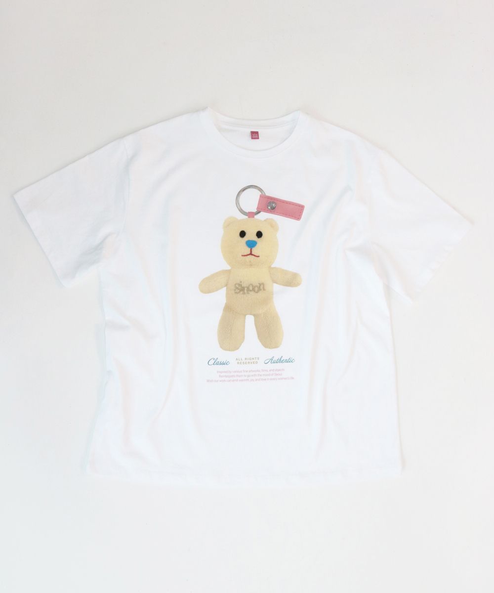 韓国人気【SINOON】NOONI Bear Keyring T-Shirt MUSINSA | SINOON NOONI Bear Keyring T-Shirt (Caramel Brown)