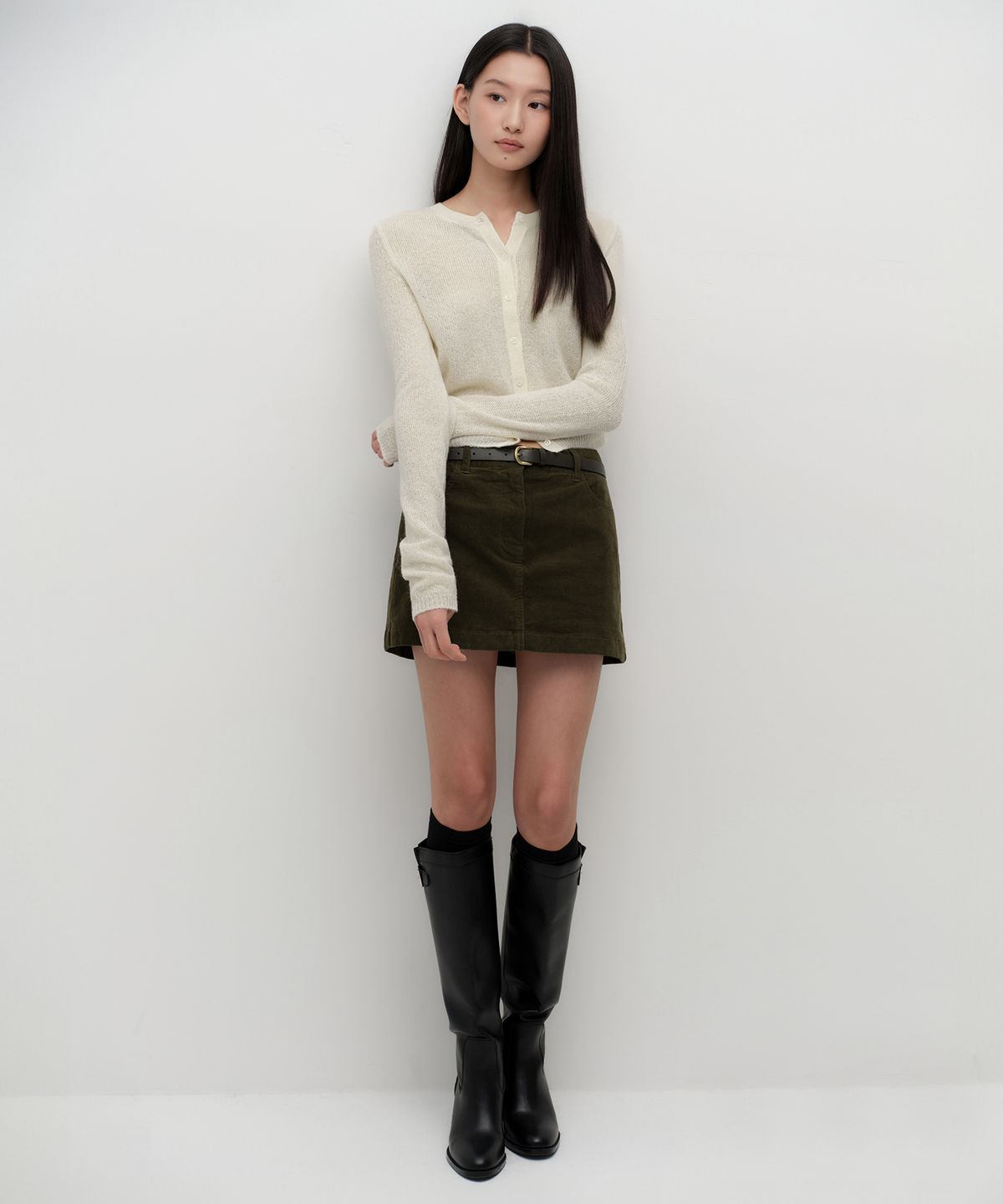 무신사 스탠다드 우먼(MUSINSA STANDARD WOMAN) 우먼즈 시어 텍스처드 라운드 넥 가디건 [크림]