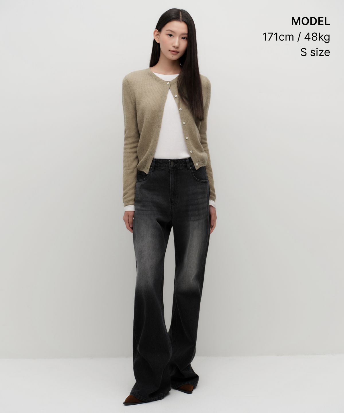 무신사 스탠다드 우먼(MUSINSA STANDARD WOMAN) 우먼즈 시어 텍스처드 라운드 넥 가디건 [라이트 베이지]