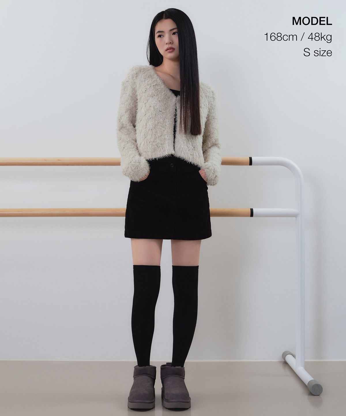 무신사 스탠다드 우먼(MUSINSA STANDARD WOMAN) 우먼즈 롬버스 퍼지 가디건 [웜 그레이]