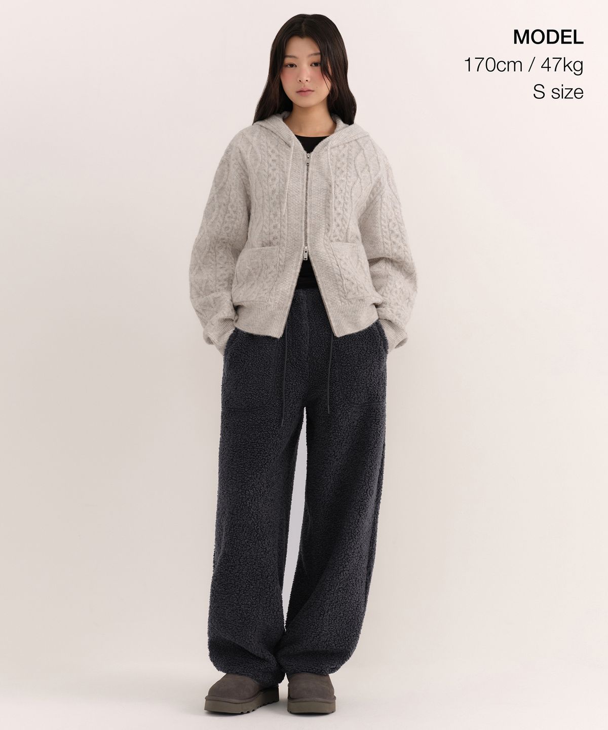 무신사 스탠다드 우먼(MUSINSA STANDARD WOMAN) 우먼즈 아란 케이블 니트 후디드 집업 [오트밀]