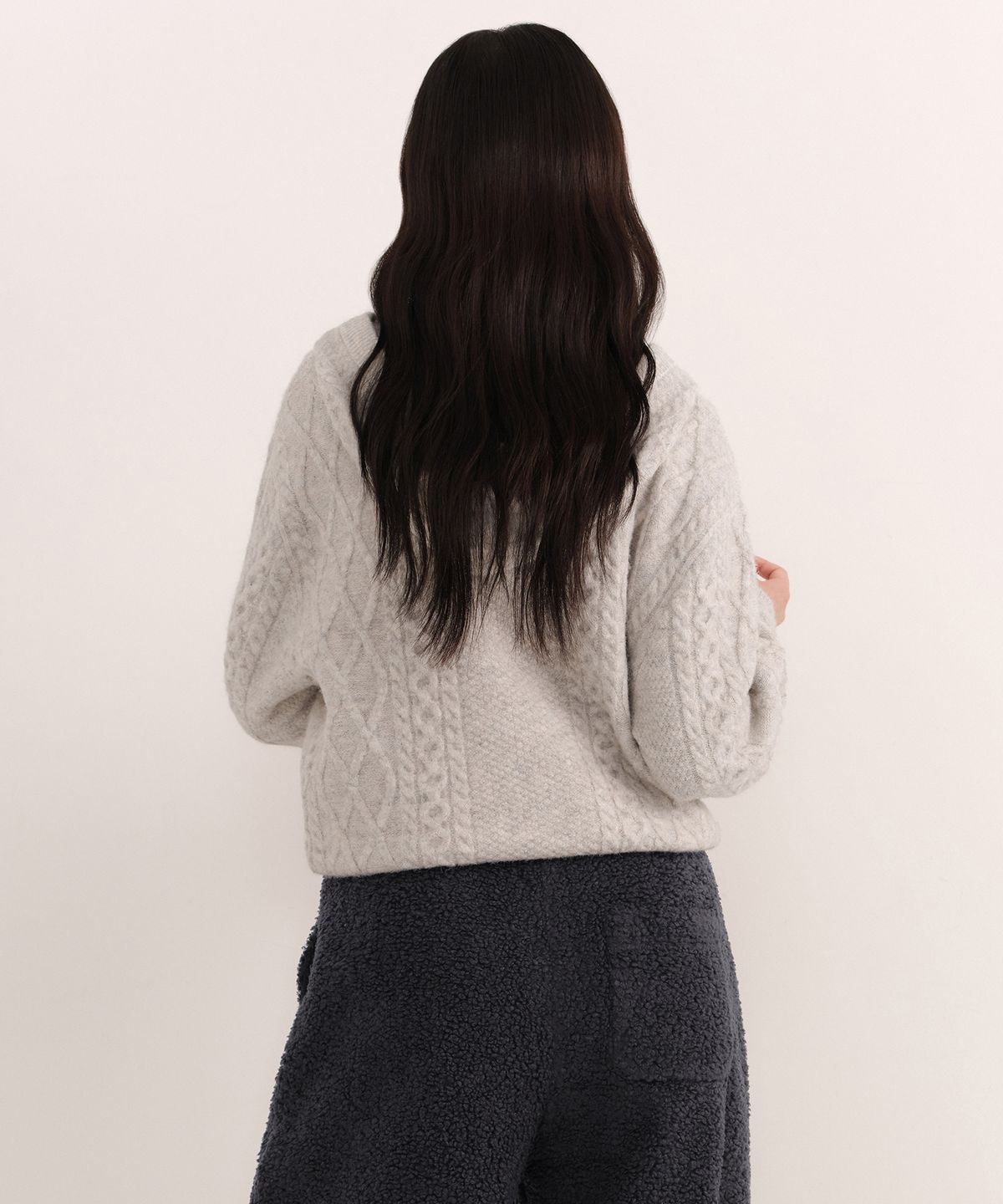 무신사 스탠다드 우먼(MUSINSA STANDARD WOMAN) 우먼즈 아란 케이블 니트 후디드 집업 [오트밀]