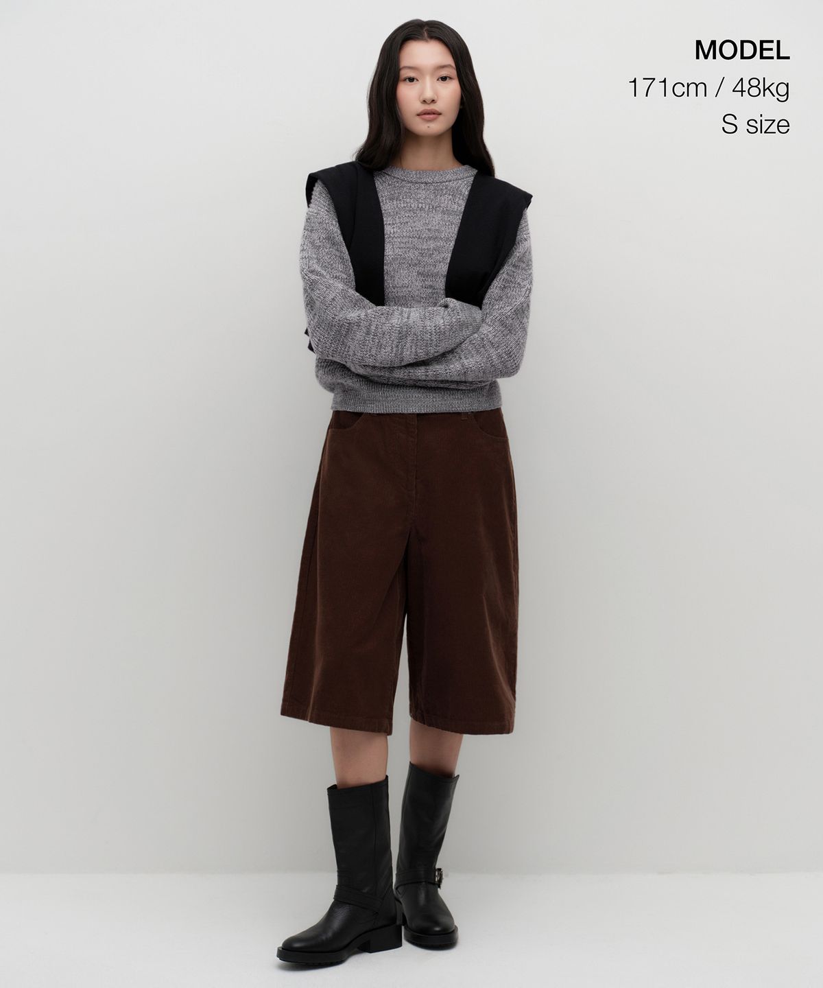 무신사 스탠다드 우먼(MUSINSA STANDARD WOMAN) 우먼즈 믹스드 얀 크루 넥 니트 [멜란지 그레이]