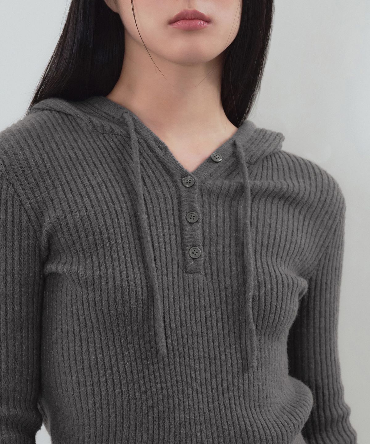무신사 스탠다드 우먼(MUSINSA STANDARD WOMAN) 우먼즈 소프트 부클 슬림 후디드 니트 [미디엄 그레이]