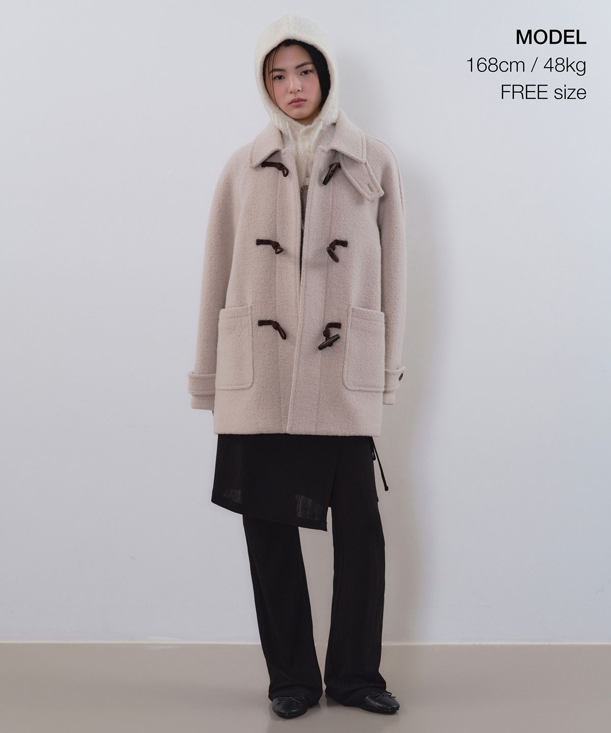 무신사 스탠다드 우먼(MUSINSA STANDARD WOMAN) 우먼즈 부클 스트링 니트 바라클라바 [아이보리]