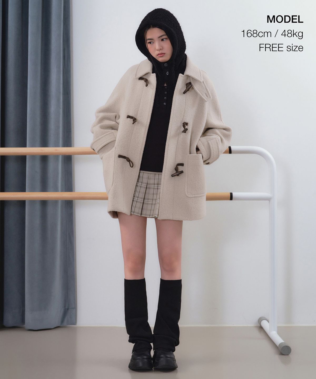무신사 스탠다드 우먼(MUSINSA STANDARD WOMAN) 우먼즈 부클 스트링 니트 바라클라바 [블랙]