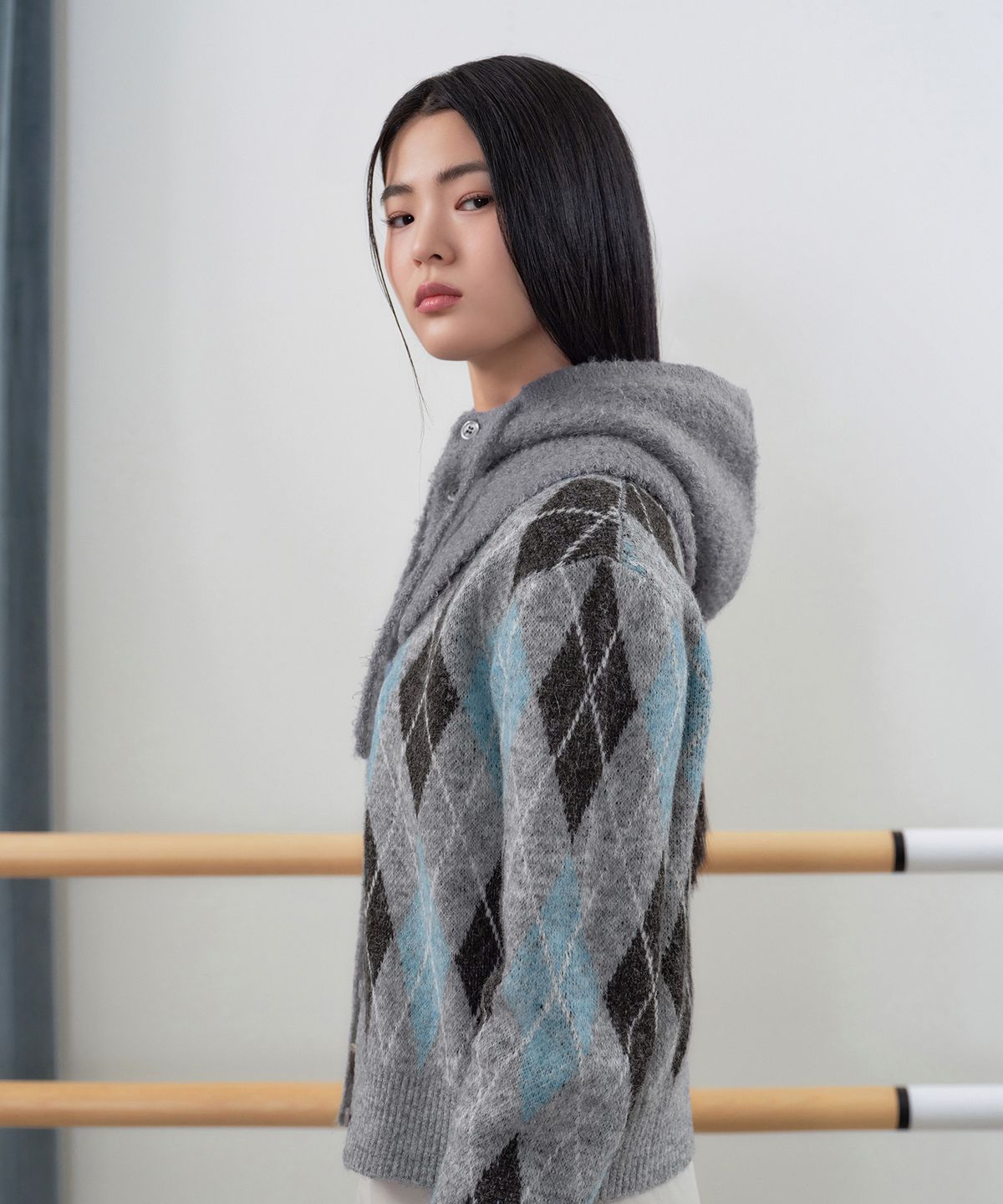 무신사 스탠다드 우먼(MUSINSA STANDARD WOMAN) 우먼즈 부클 스트링 니트 바라클라바 [그레이]