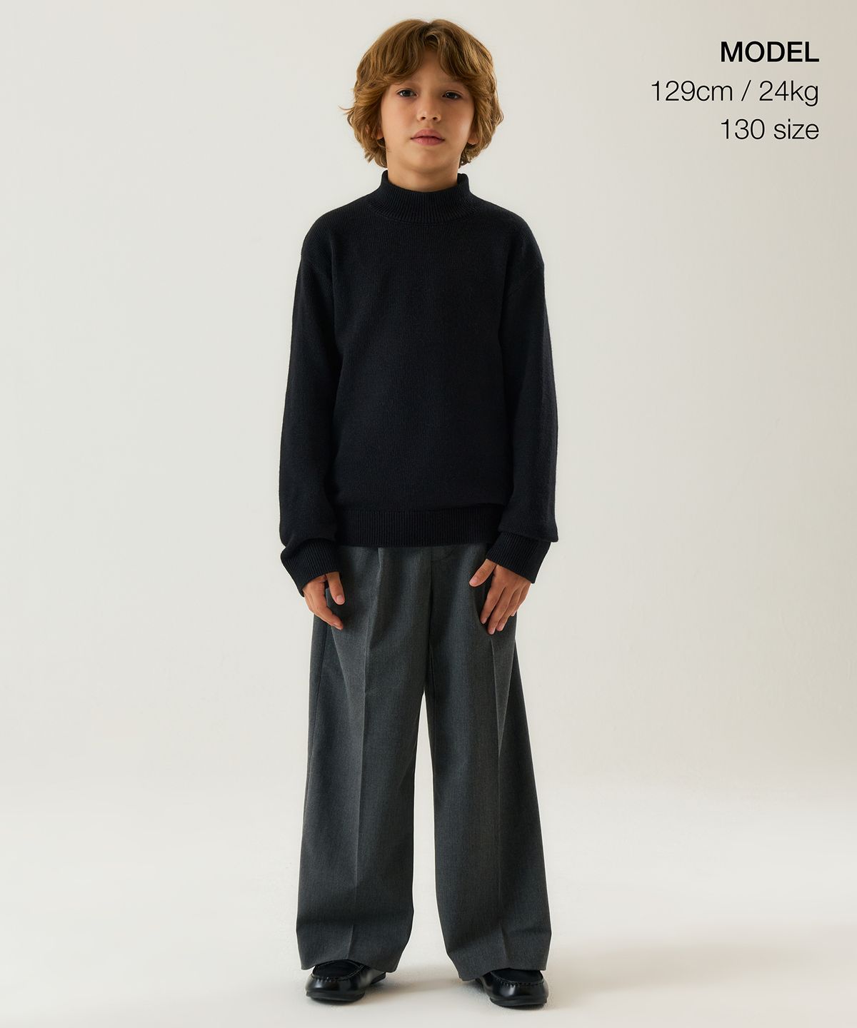 무신사 스탠다드 키즈(MUSINSA STANDARD KIDS) 에센셜 터틀 넥 니트 [블랙]