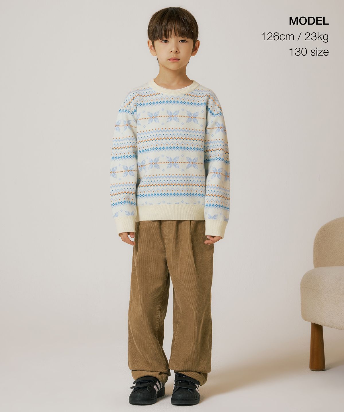 무신사 스탠다드 키즈(MUSINSA STANDARD KIDS) 페어 아일 크루 넥 니트 2 [크림]