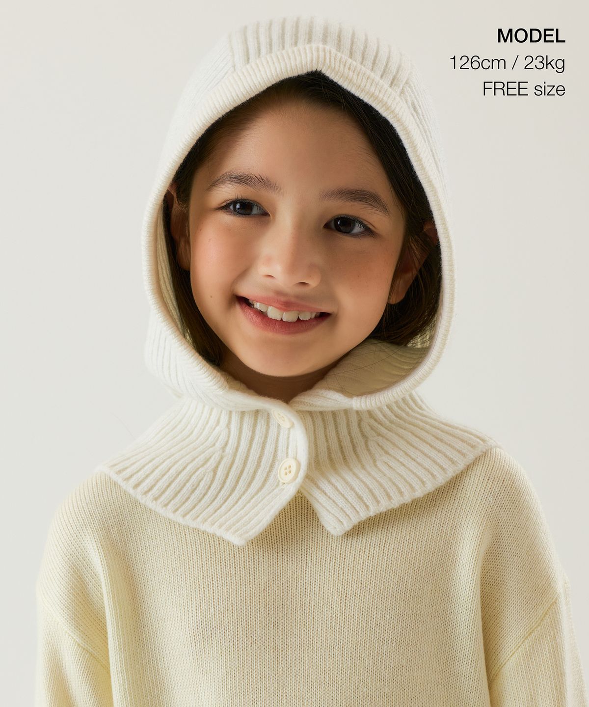 무신사 스탠다드 키즈(MUSINSA STANDARD KIDS) 버튼 업 니트 바라클라바 [아이보리]
