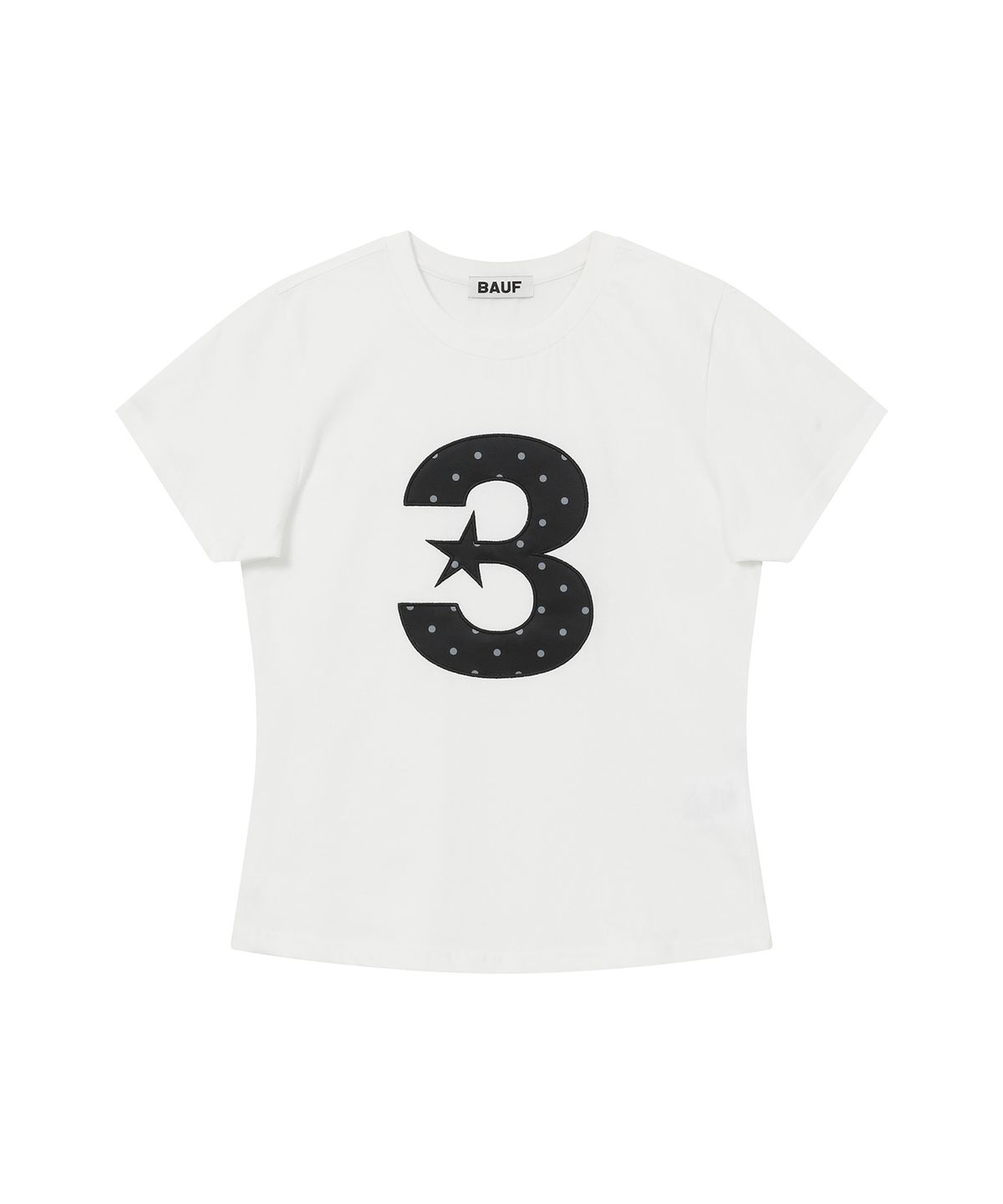 바우프(BAUF) 3 logo 도트 슬림핏 티셔츠 [화이트]