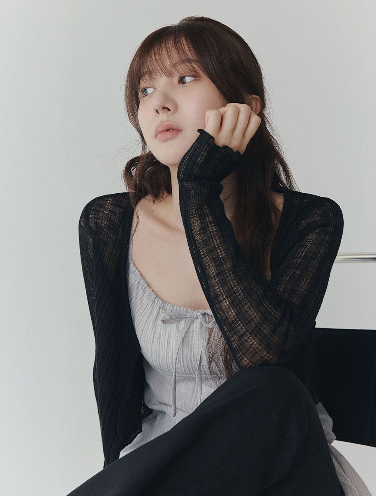 트위(TWEE) 몰린 썸머 시스루 긴팔 가디건