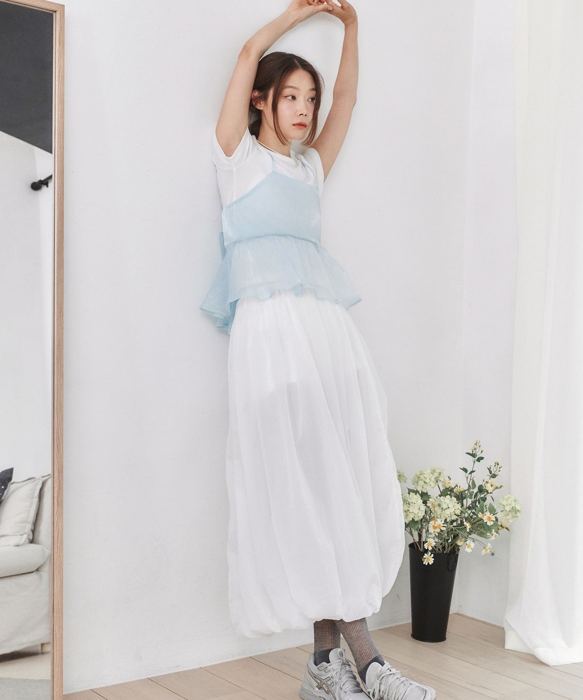 로시로우(LOSSYROW) Balloon Long Skirt White