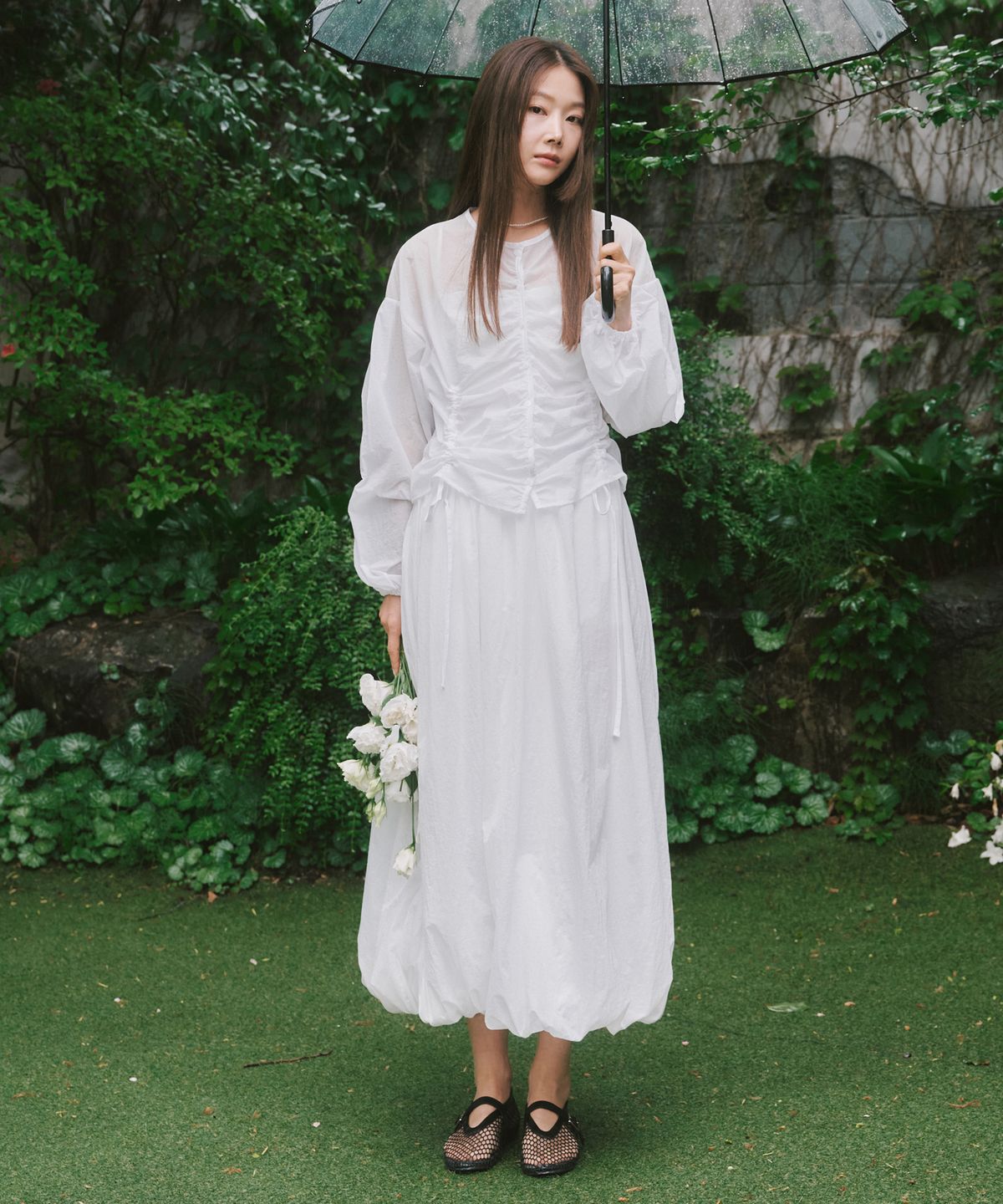 로시로우(LOSSYROW) Balloon Long Skirt White