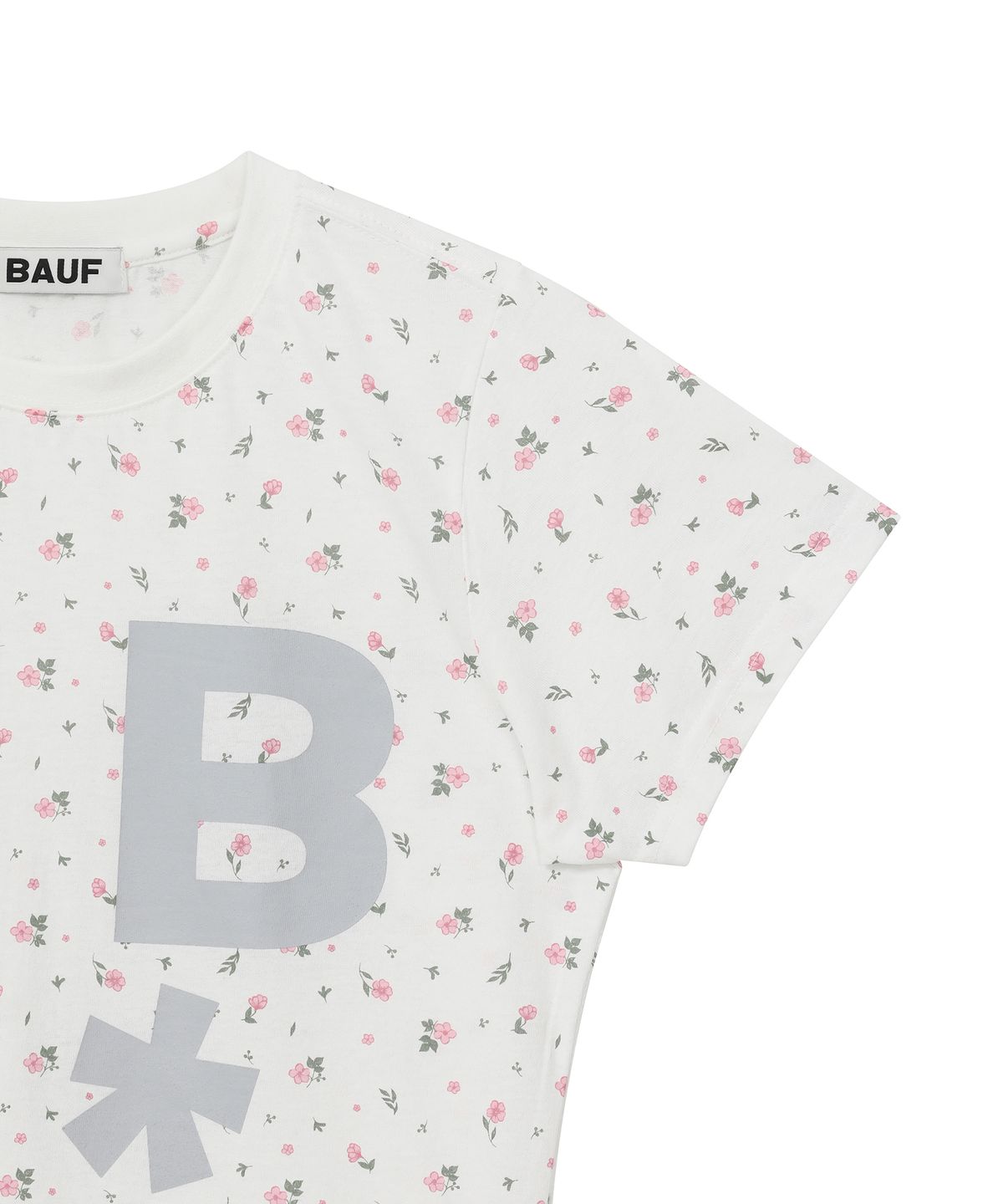 바우프(BAUF) B logo 슬림핏 티셔츠 [플라워 화이트]