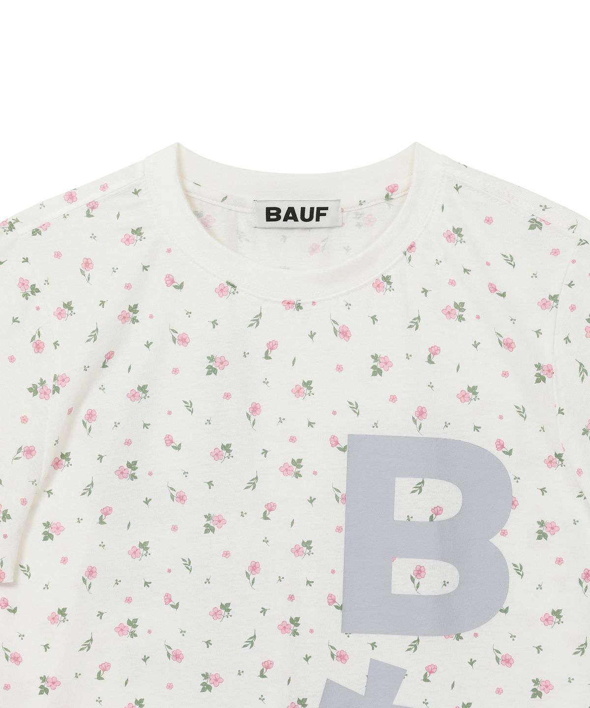 바우프(BAUF) B logo 슬림핏 티셔츠 [플라워 화이트]