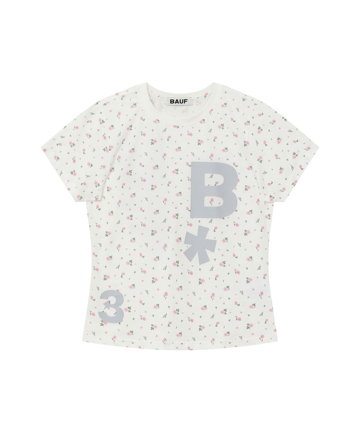 바우프(BAUF) B logo 슬림핏 티셔츠 [플라워 화이트]