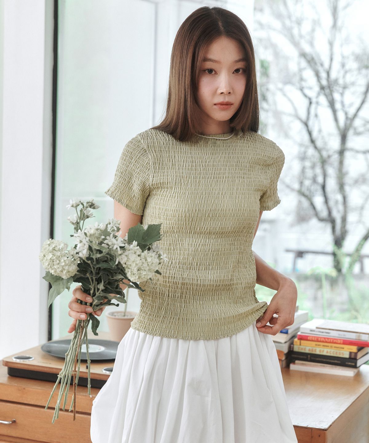 로시로우(LOSSYROW) Smoke Short Sleeve Tee Olive