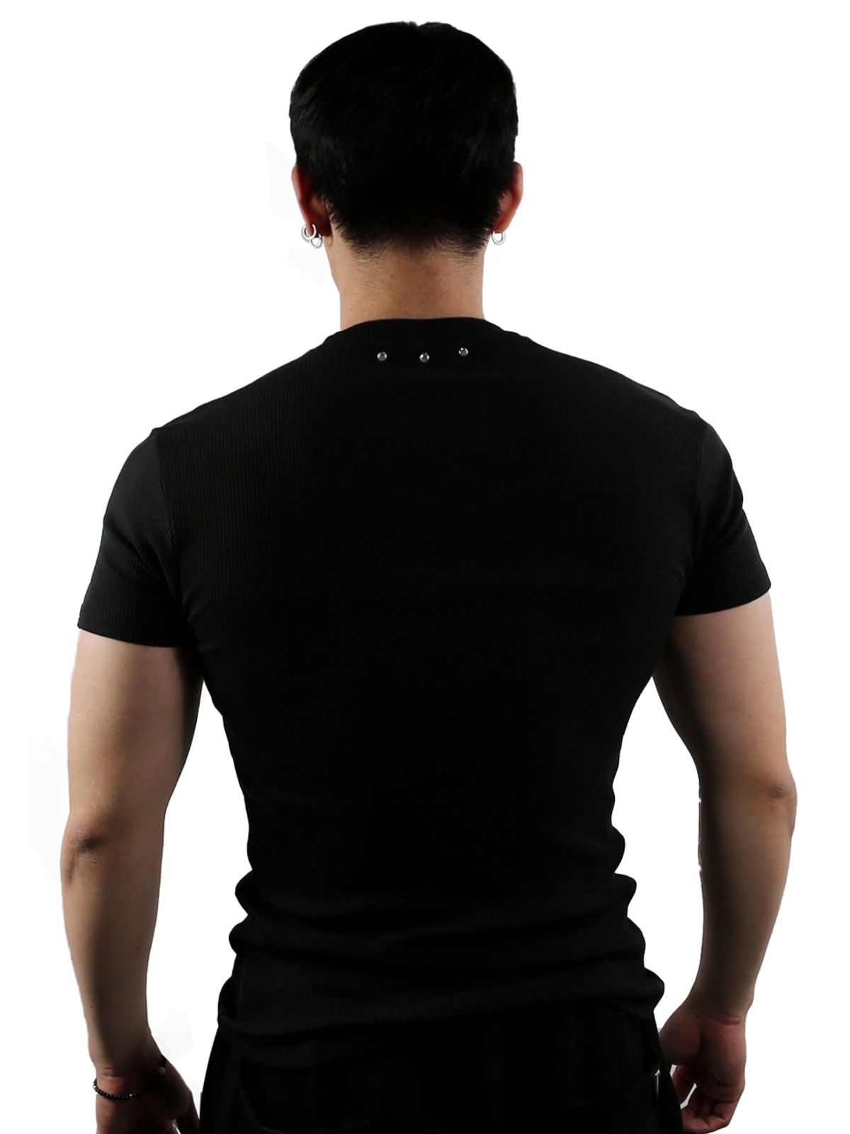 디그노루시르(DIGNOLUCIR) 큐빅 골지 반팔 슬림핏(black)