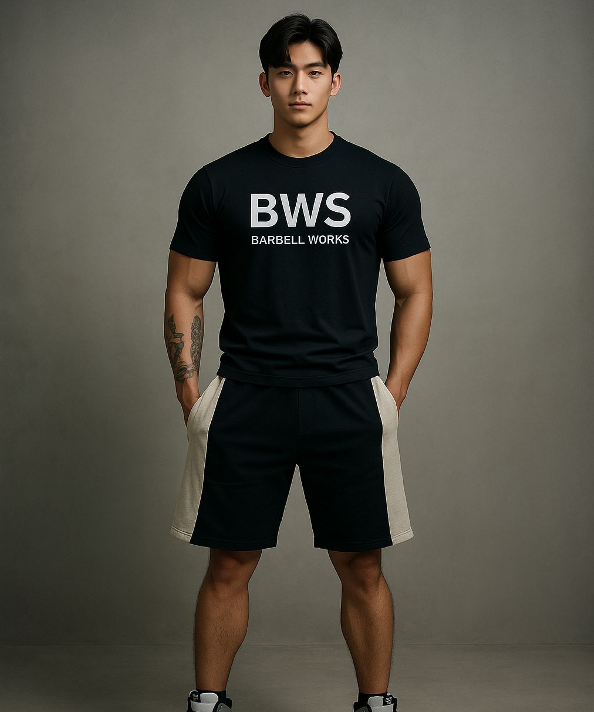 바벨웍스(BARBELLWORKS) 빅로고 고신축 머슬핏