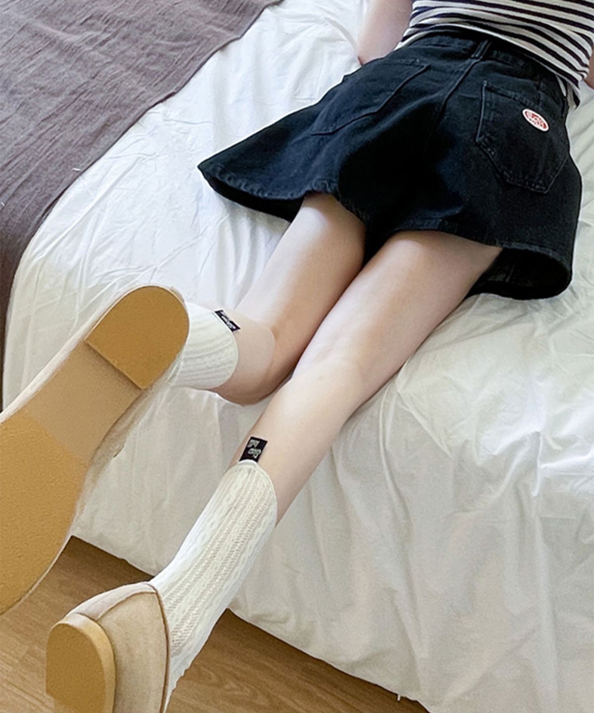 슬로우롤리(SLOWLOLLI) Sheer cable knit socks