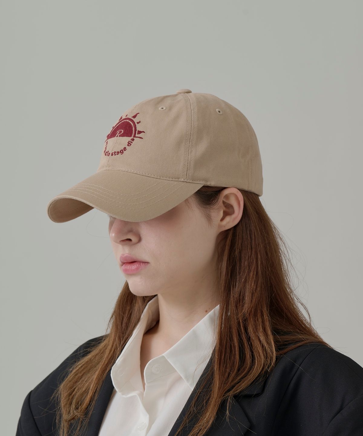 스테이지알(STAGE.R) 시그니처 태양 로고 워싱 볼캡 [베이지]