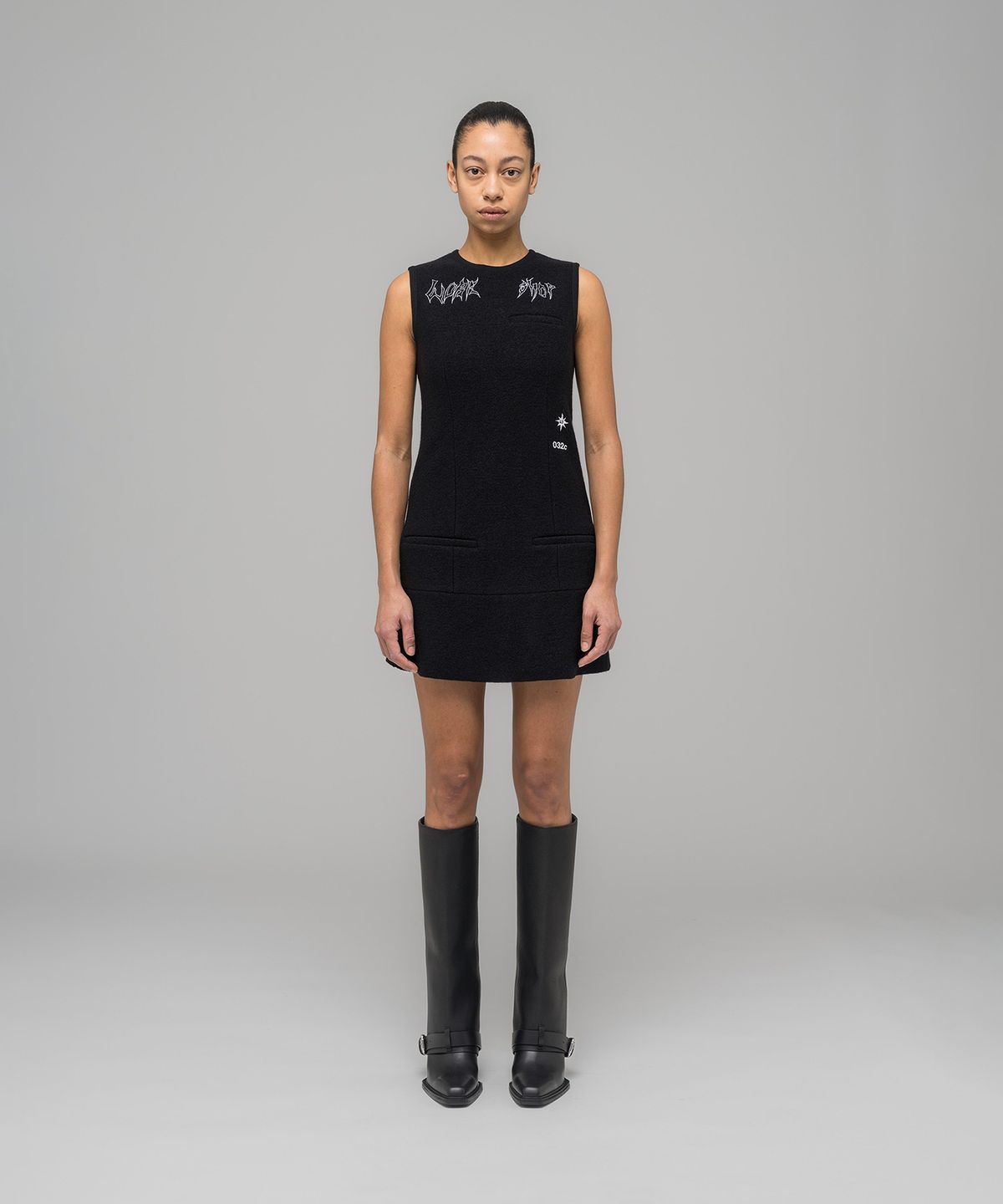 032씨(032C) (W) 고스트 라이터 자켓 드레스 블랙 GHOST WRITER JANKER DRESS BLACK