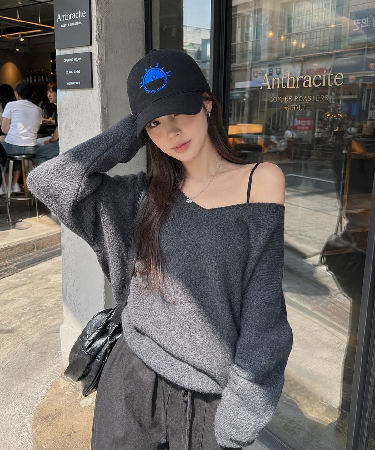 스테이지알(STAGE.R) 시그니처 태양 로고 워싱 볼캡 [블랙]
