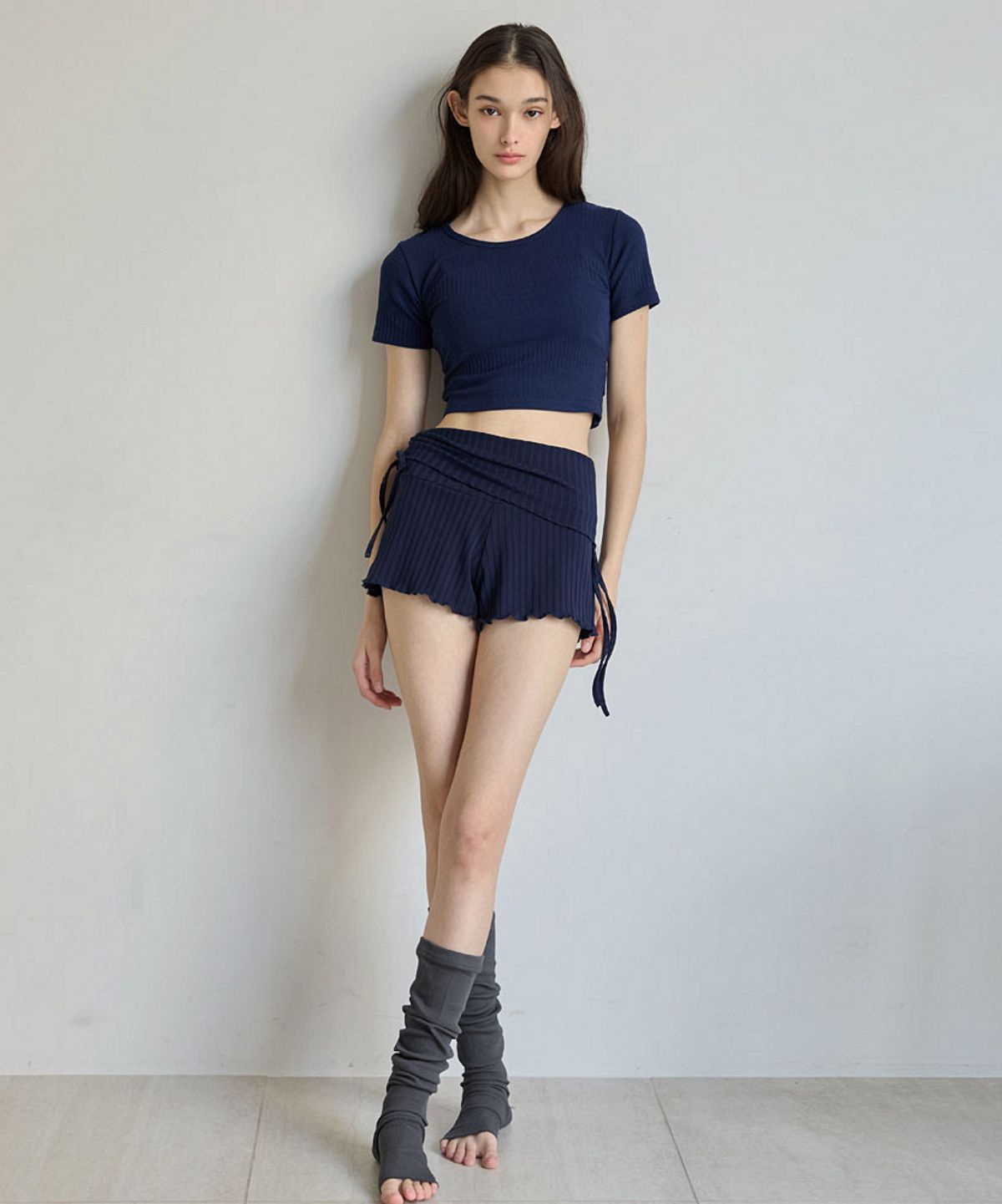 데비웨어(DEVIWEAR) 트윙 골지 숏슬리브 DEVI-T0072-네이비