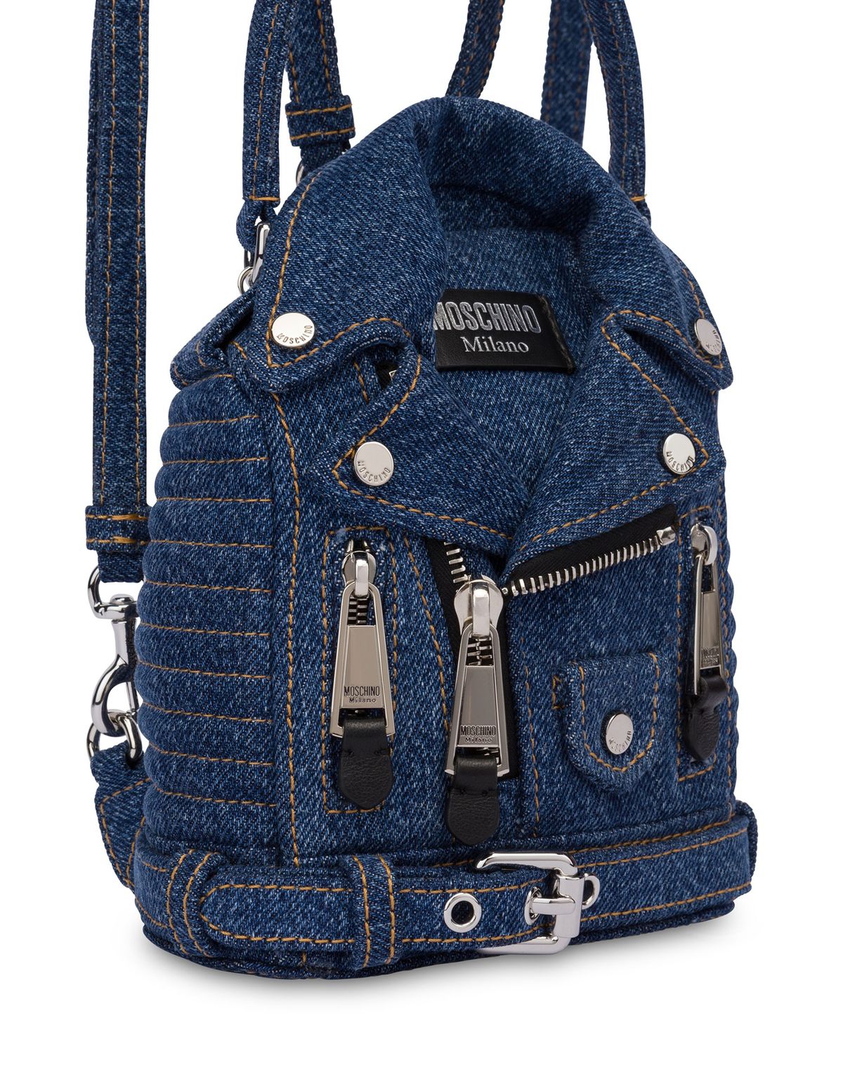 모스키노(MOSCHINO) 데님 바이커 미니백팩