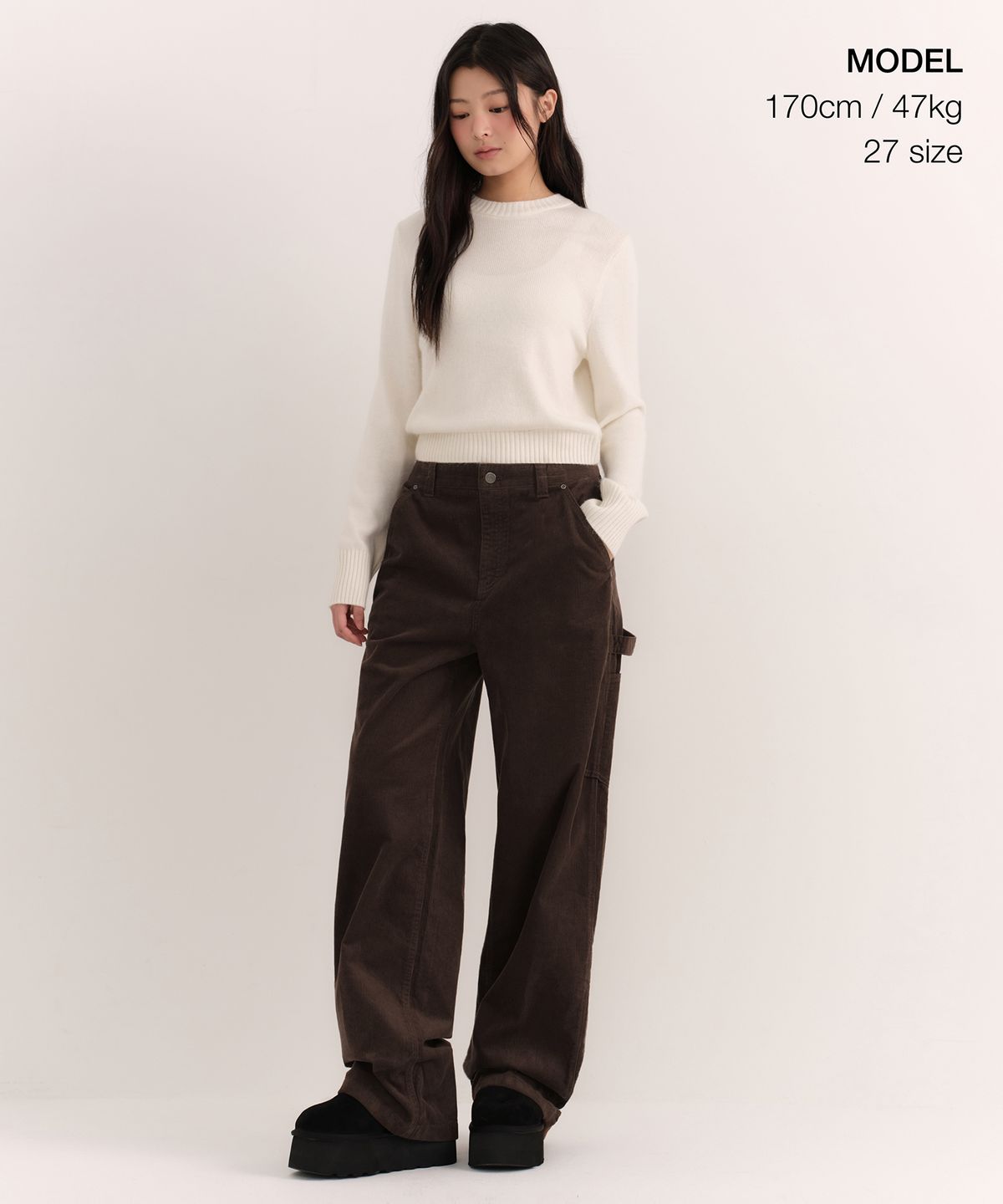 무신사 스탠다드 우먼(MUSINSA STANDARD WOMAN) 우먼즈 11W 코듀로이 와이드 카펜터 팬츠 [브라운]