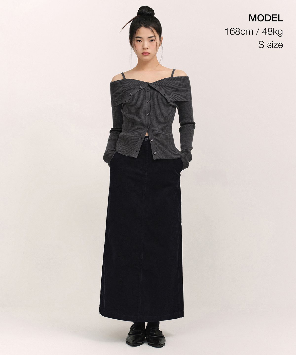 무신사 스탠다드 우먼(MUSINSA STANDARD WOMAN) 우먼즈 11W  코듀로이 맥시 스커트 [블랙]