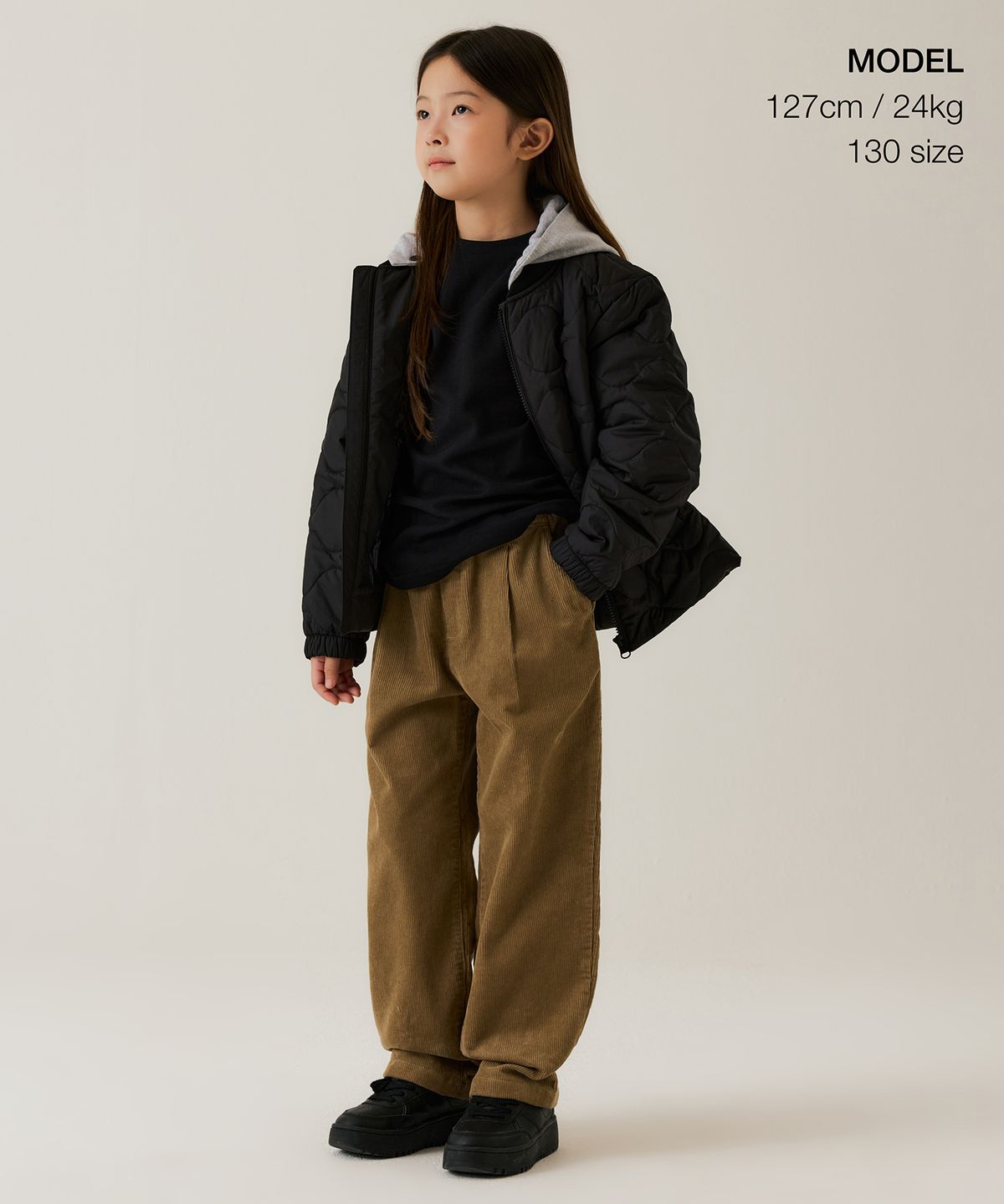 무신사 스탠다드 키즈(MUSINSA STANDARD KIDS) 레귤러 핏 밴딩 코듀로이 팬츠 [베이지]