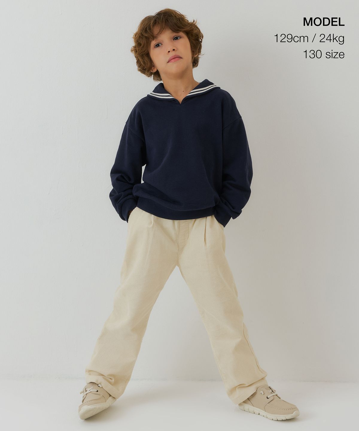 무신사 스탠다드 키즈(MUSINSA STANDARD KIDS) 레귤러 핏 밴딩 코듀로이 팬츠 [크림]