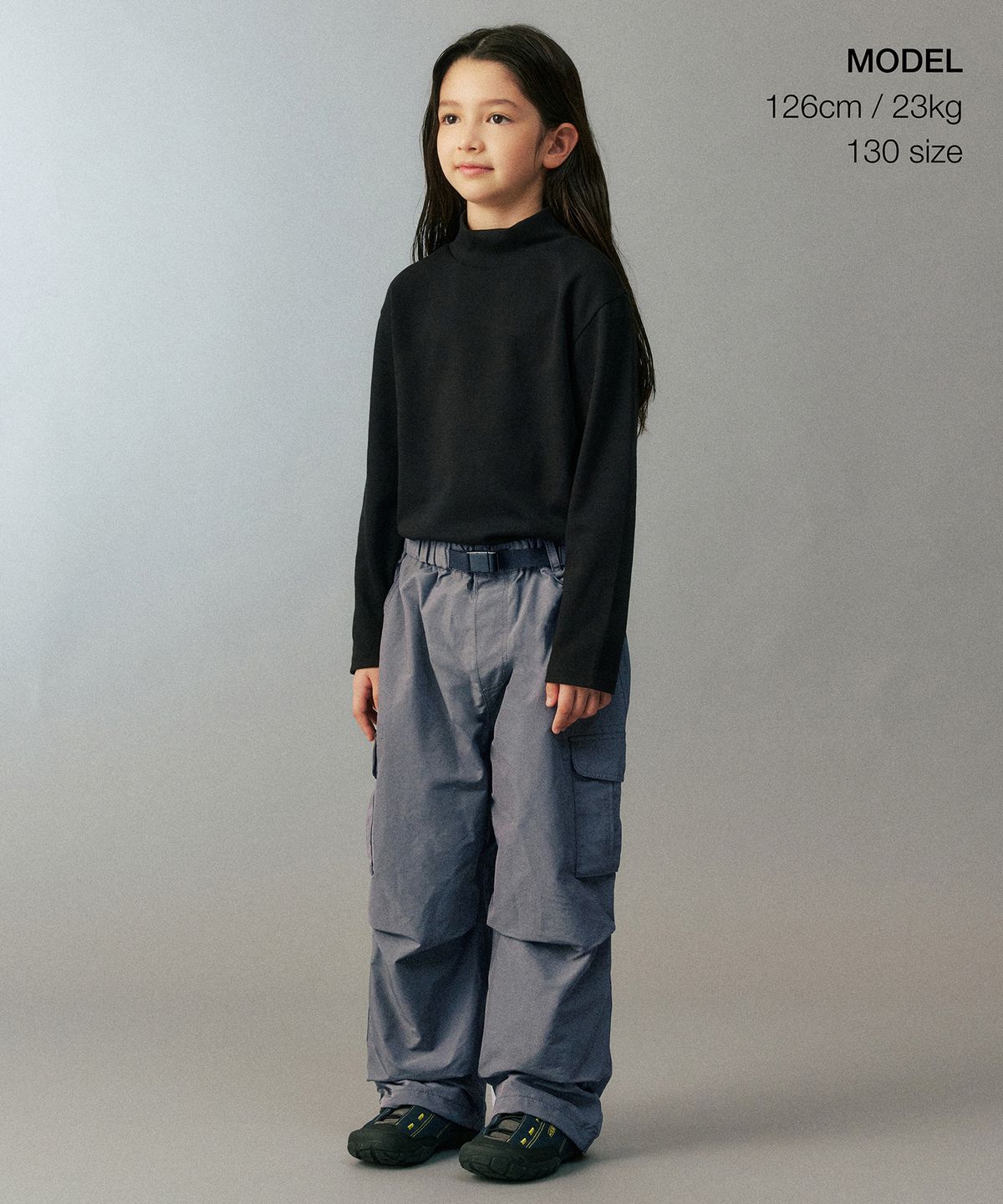 무신사 스탠다드 키즈(MUSINSA STANDARD KIDS) [시티 레저] NP 와이드 벨티드 밴딩 카고 팬츠 [그레이]