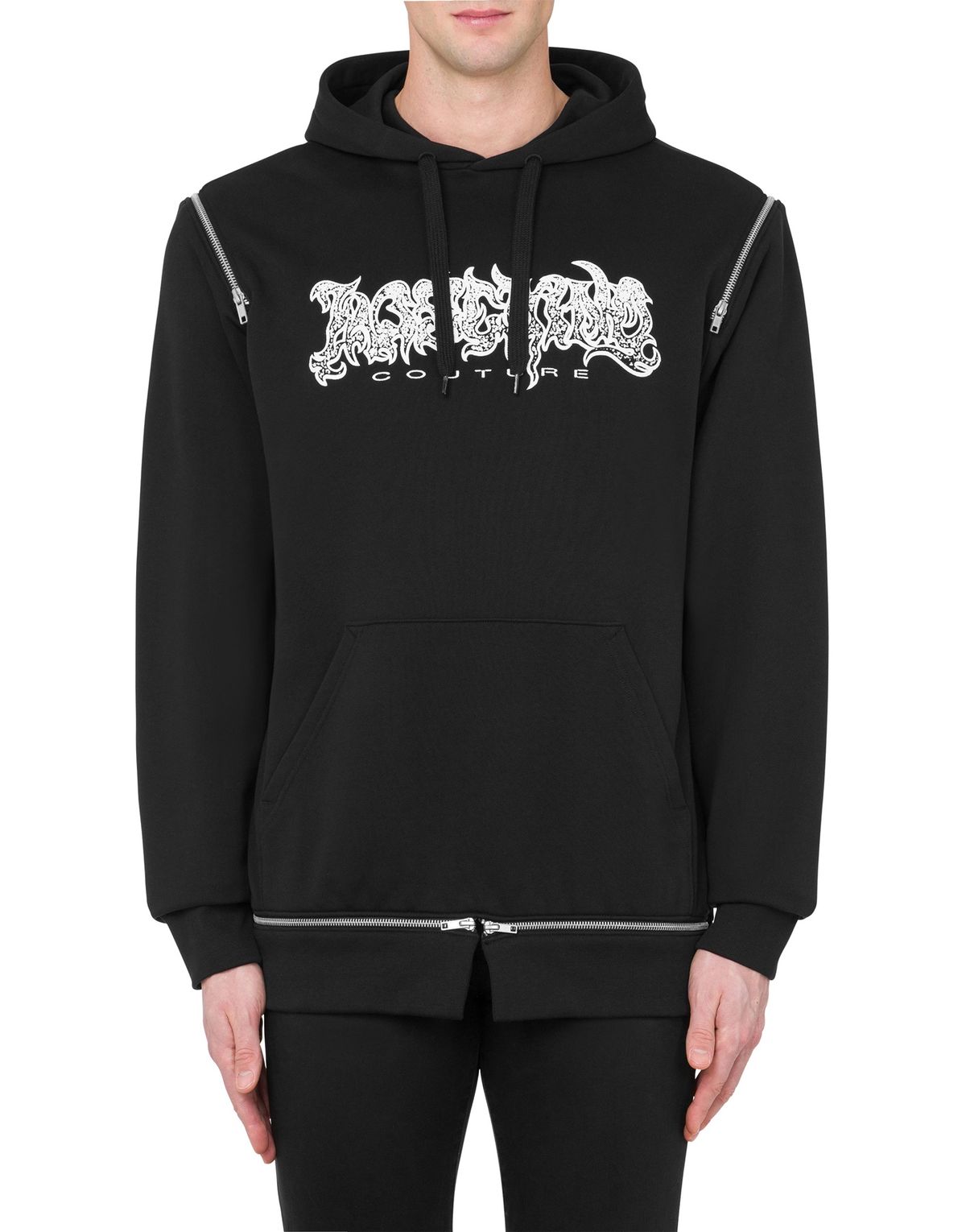 모스키노(MOSCHINO) 지퍼 컷아웃 뉴웨이브 로고 후드