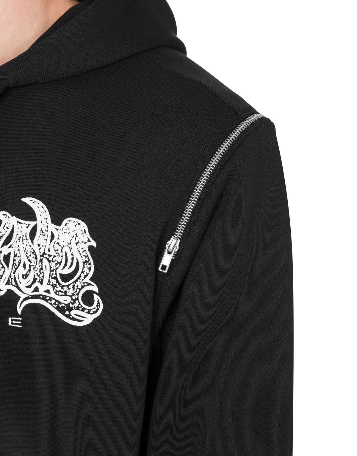 모스키노(MOSCHINO) 지퍼 컷아웃 뉴웨이브 로고 후드