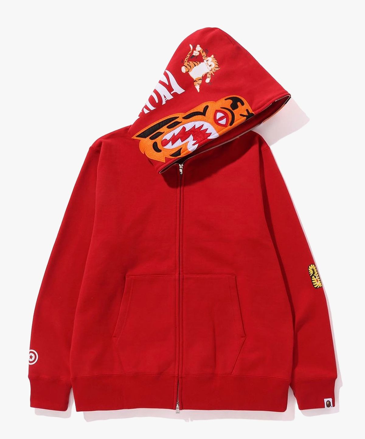 베이프(BAPE) 타이거 풀 집 후드(M) RED