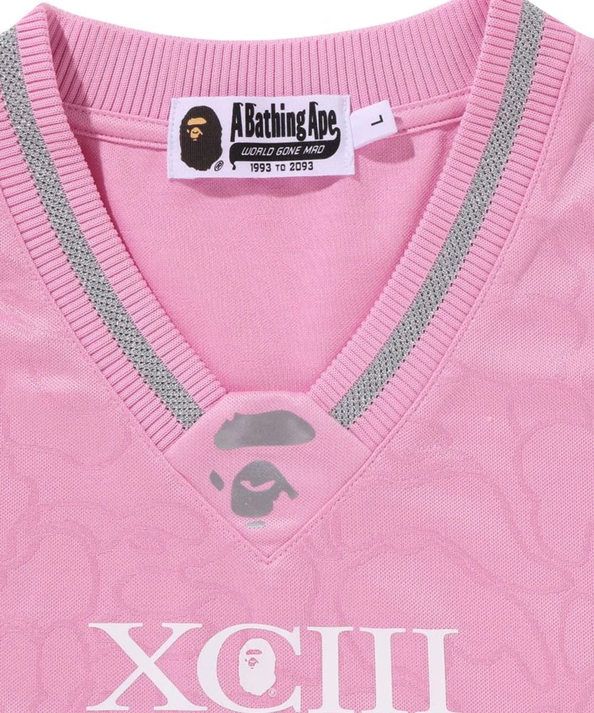 베이프(BAPE) 라인 카모 멀티 로고 릴렉스트 핏 풋볼 저지(M) PINK