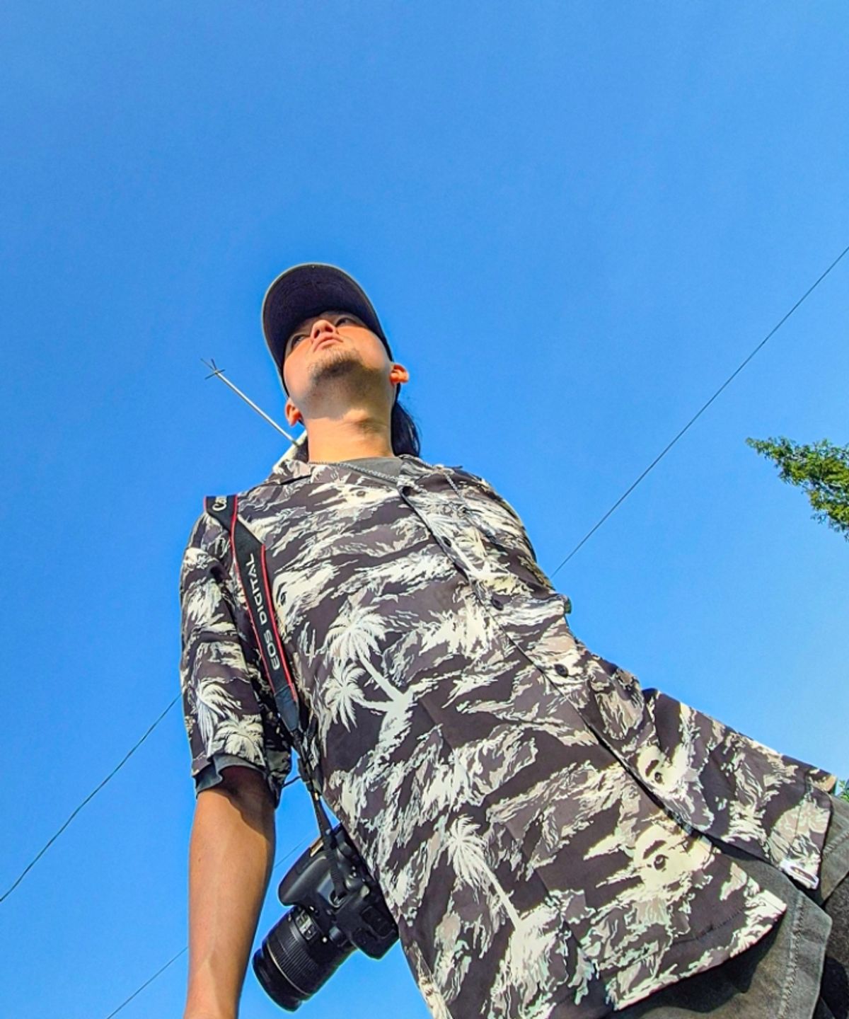 베이프(BAPE) 팜 트리 카모 오픈 칼라 포켓 SS 셔츠(M) BLACK